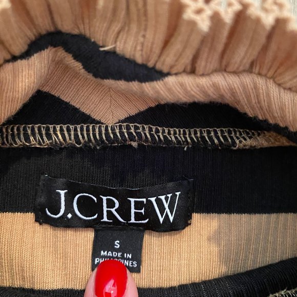 J. Crew Vintage rib ruffle mockneck tee in stripe - Picture 3 of 5